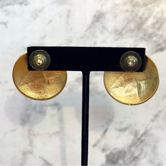 Vintage 80s Enamel Modern Metropolis Geometric Post Pierced Earrings - Picture 4 of 6